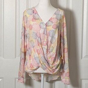 *NEW*  A.N.A.  Women's Long Sleeve Blouse Top  Size M  Ivory Print NWT